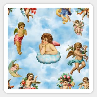 angel cherub clouds antique Sticker